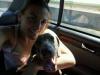 Penelope in car with Elisa